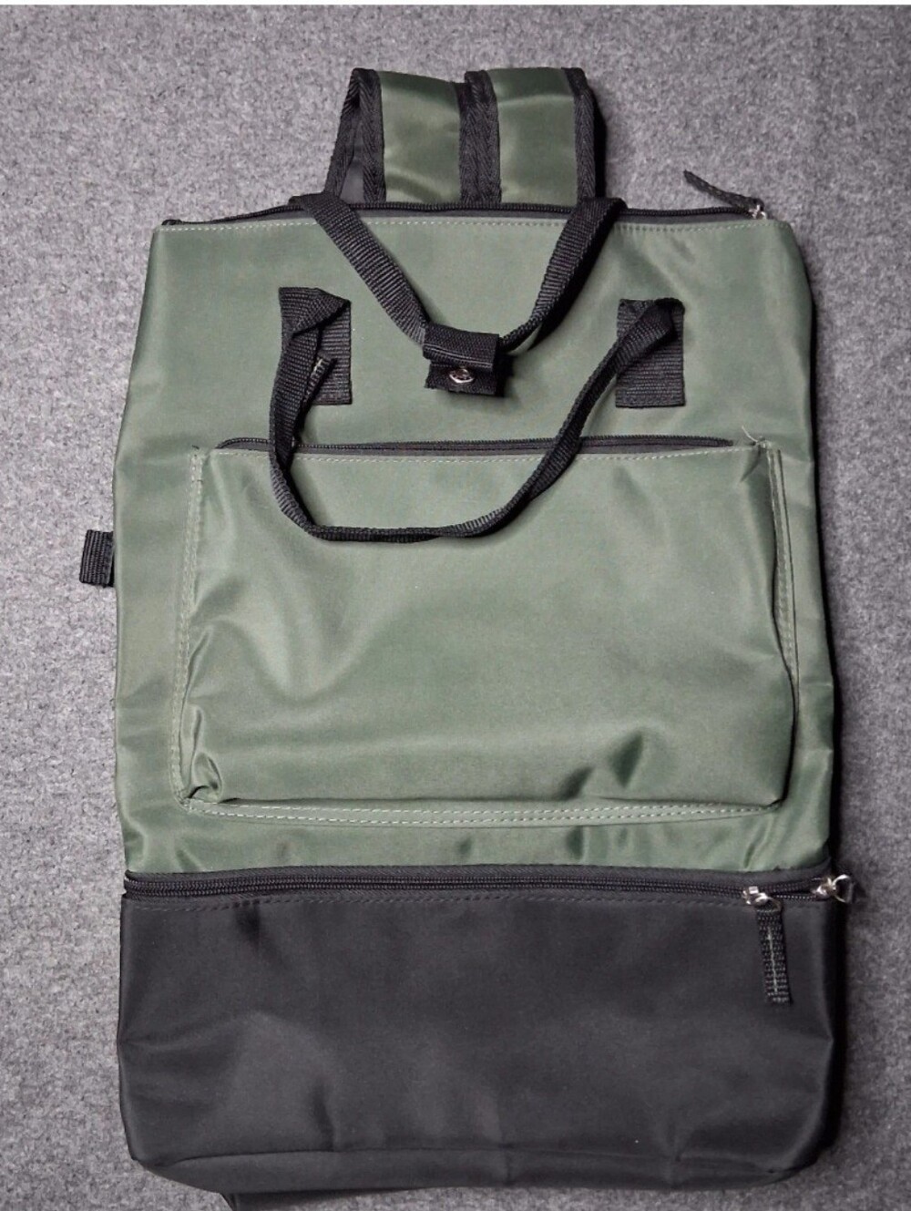 DSW Olive Green & Black Convertible Backpack Tote Gym Bag with Shoe Compartment